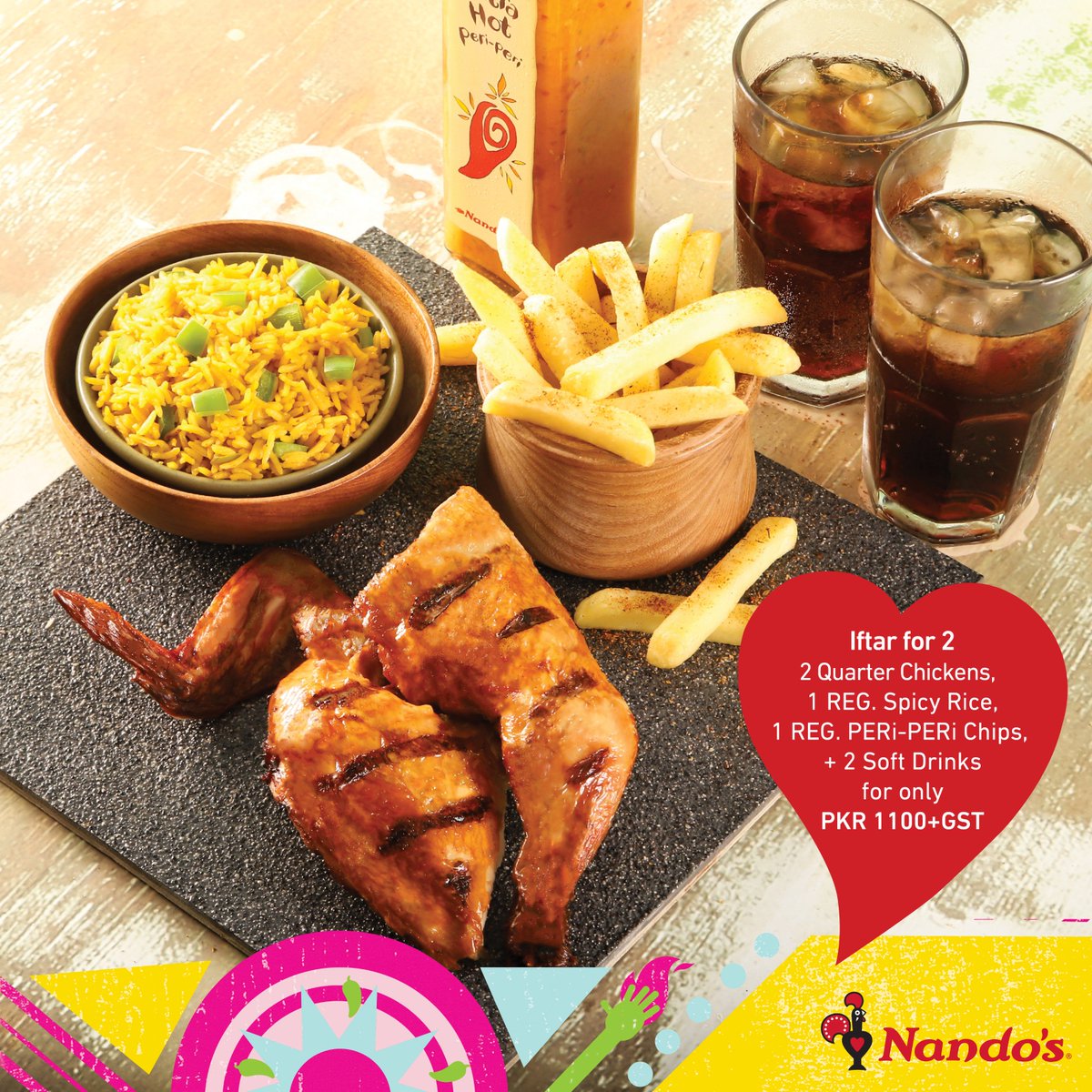 NandosPakistan's tweet photo. Fire up your feast this #Ramadan with Nando's! #fastprayfeast #NandosPK https://t.co/jS2AcANqlb