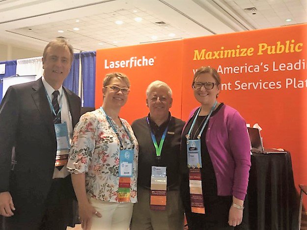 GeneralCodeCMS's tweet photo. Enjoying a moment w/ #Laserfiche CEO Chris Wacker, @RIEastGreenwich's Clerk Leigh Carney &amp; Laserfiche Marketing Communications Director Melissa Henley. @Laserfiche &amp; General Code: Dedicated to #education for #MunicipalClerks #ProudSponsors #IIMC2018Norfolk #IIMC2018 https://t.co/ptyRO2ZRdS