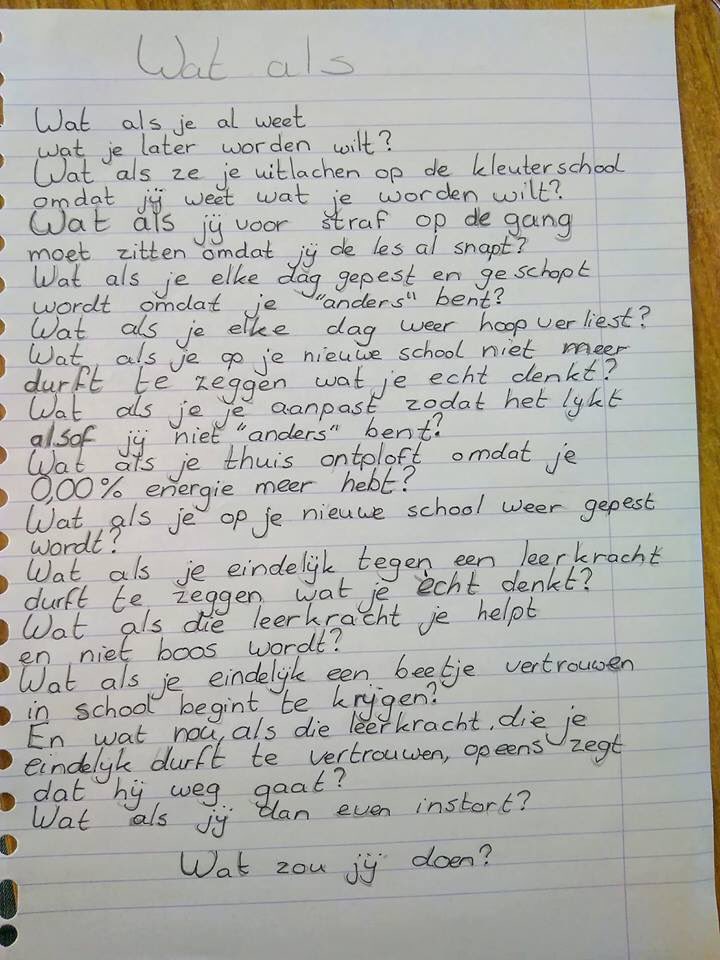 autihelpende's tweet photo. Een prachtige uiteenzetting van wat #autisme doet met een meisje van negen; geschreven op een moment waarbij het even minder ging op school... Uiteraard geplaatst met toestemming van de schrijfster en haar ouders #autismeawareness #specialneeds https://t.co/MFnLD1HTNW