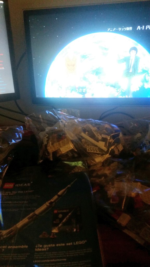 Fairgrim's tweet image. A Lego Saturn V and Space Brothers anime, what better way to spend a 35th birthday!