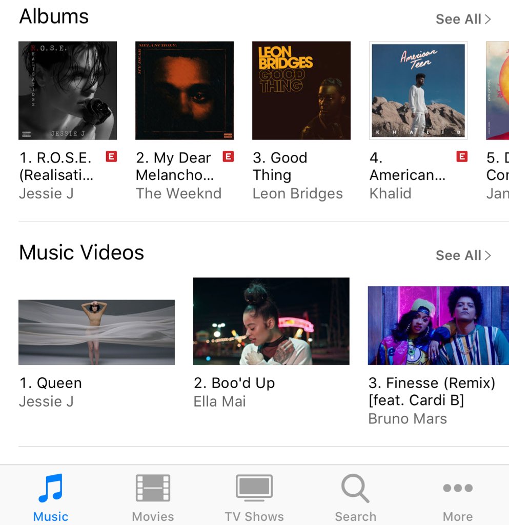AddictToJessiej's tweet image. USA 🇺🇸 ITunes Charts 
#ROSE 🌹 
All- #39
R&amp;amp;B #1 

Queen music video #1 R&amp;amp;B MV chart 
@JessieJ Please please keep supporting and sharing this pice of art more to come tomorrow