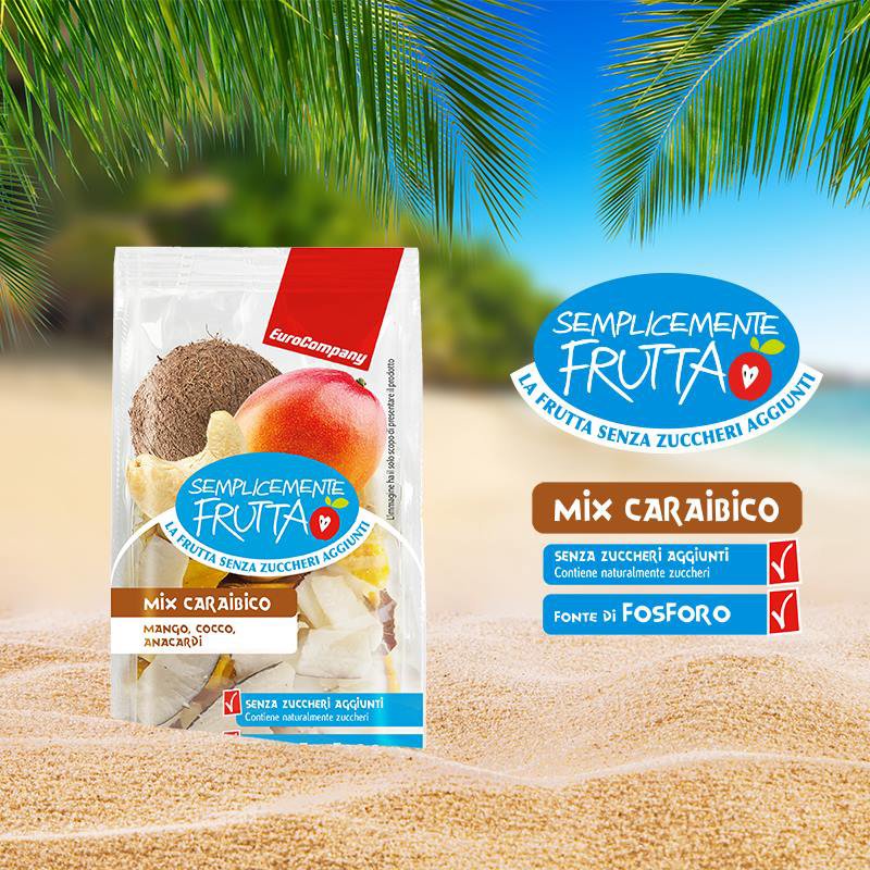 Il gusto del #mix caraibico è una scoperta continua di sapori e fragranze; tripudio di allegria, energia, vitalità. lo spuntino perfetto per l'estate, fresco e senza zuccheri aggiunti, da portare sempre con te! #SemplicementeFrutta