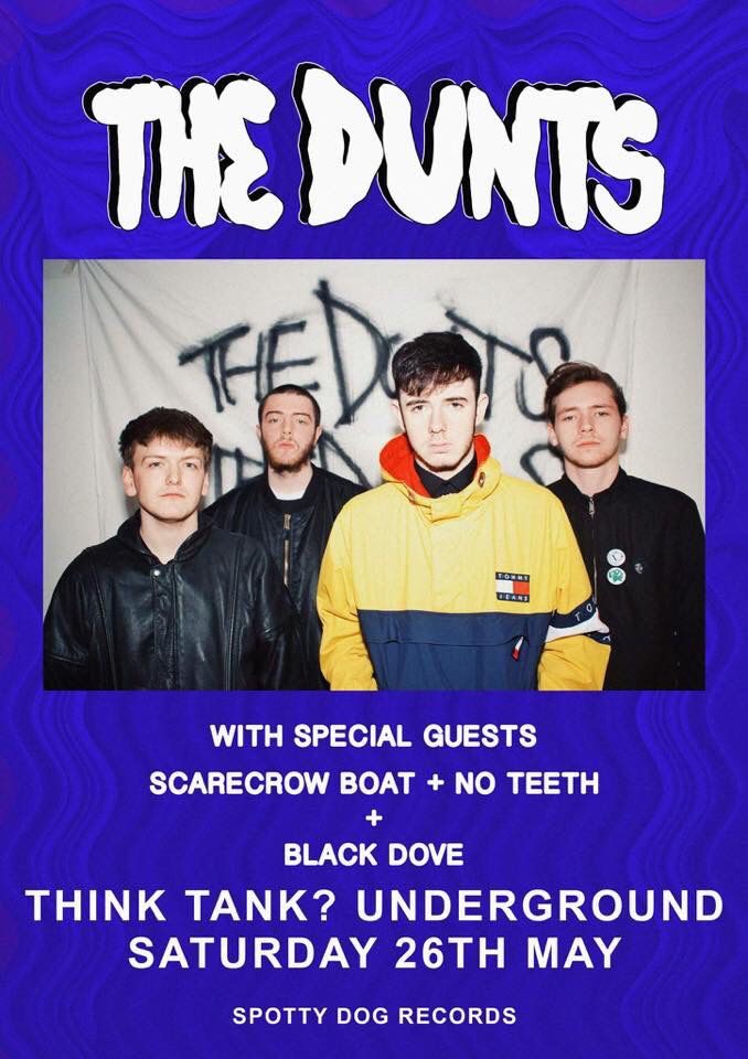 SATURDAY @HOS_Newcastle

@TheDunts
+ @ScarecrowBoatUK
+ @WEHAVENOTEETH
+ Black Dove

7pm
18+

#headofsteam #newcastle