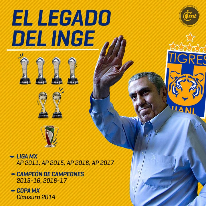👋 El Inge Alejandro Rodríguez deja la presidencia de <a href="/TigresOficial/">Club Tigres 🐯</a> 🐯

RT si crees que es la mejor administración en la Liga MX 

bit.ly/2KLbxPz