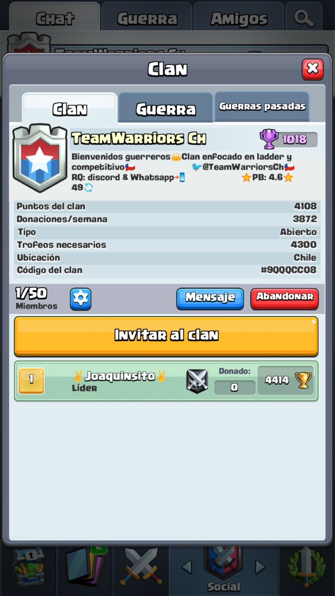 Joaquinsito1717's tweet photo. Debido a problemas internos el clan @TeamwarriorsCH empieza de cero!🇨🇱😚si quieres formar parte de este lindo proyecto y juegos competitivos deja comentario o manda md🇨🇱😚 https://t.co/ofS5q8fshU