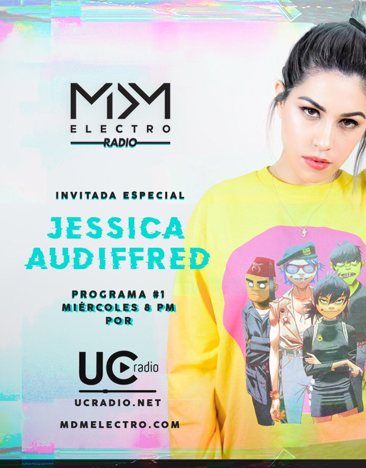UCRadioMX's tweet photo. Estamos en 🚨 #SemanaDeEstreno 🚨 no se pierdan mañana #Miércoles 💿@mdmelectro 🕶️ ahora en la radio 📻 8pm por https://t.co/gsEJ6EA3wg 💻 y como madrina de #MDMelectro @JessicaAudifred #PonlePlay #NoTeDesconectes https://t.co/O9hTQRrdb8
