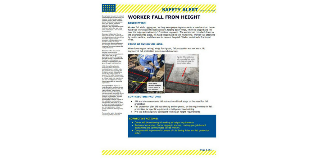 EnergySafetyCan's tweet photo. NEW Safety Alert: Worker Fall from Height—worker falls while rigging out: https://t.co/1DL0kVBQSr
#EnergySafetyCanada #Enform #OSSA #oilandgas #safety #OHS #workersafety #fallinjury #fallsafety #fallprotection #SafetyAlert https://t.co/eUHxhfu1Ny
