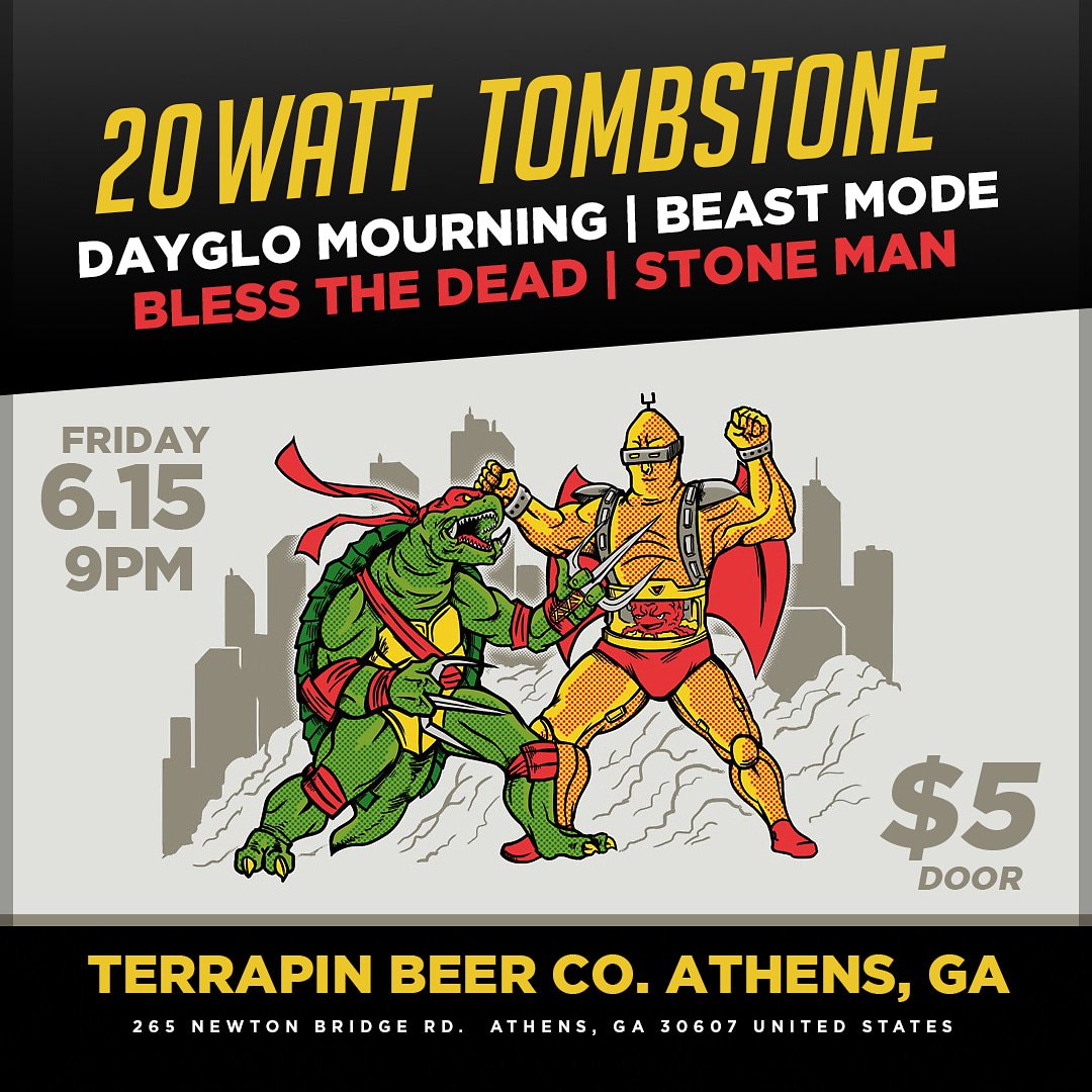 BeastMode706's tweet photo. Get heavy on June 15 with @20watttombstone @dayglomourning @blessthedead13 @stonemanofficial at the one and only @TerrapinBeerCo @My_Athens @BeerGuysRadio https://t.co/anOa8NlxHZ