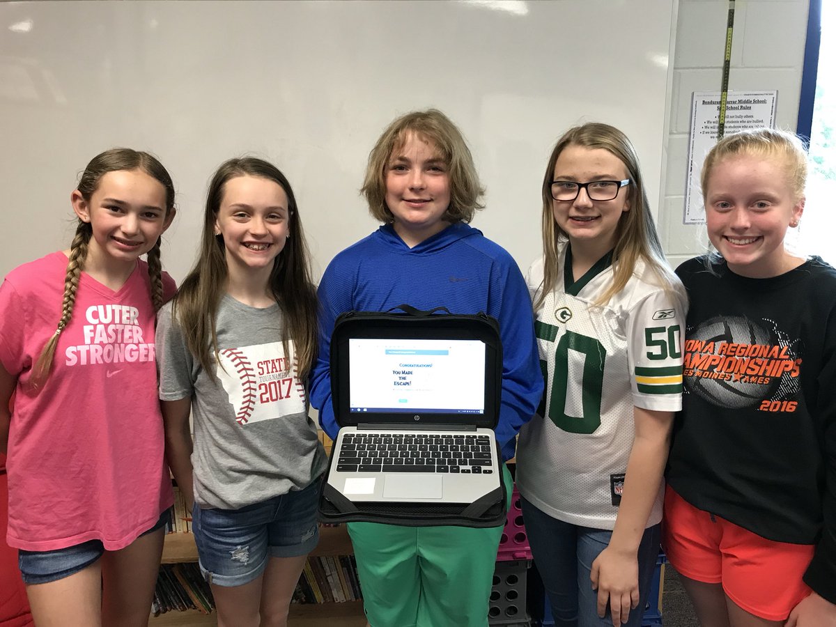 BFMath6's tweet photo. 4th Period Digital Breakout Winners! #bfmslearns #efficient #goodcommunicators #collaborationpros #bfmslearns https://t.co/P9SMZLDDZy