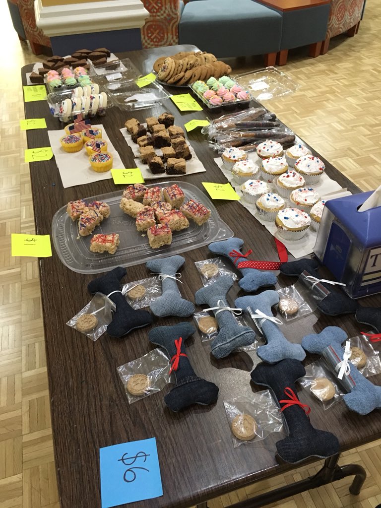 My office is doubling as bake sale storage for the 8th grade fundraiser to raise funds for veteran organizations. Come get some sweets today and tomorrow before they're gone! @LifeAtUSM #USMFac