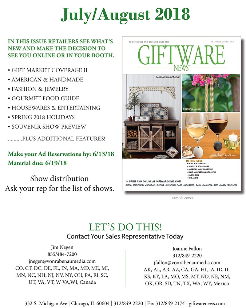 Retailers are making buying decisions w/ GWN's July Issue - Are your Products being seen // Reserve your space today - giftwarenews.com/new/
