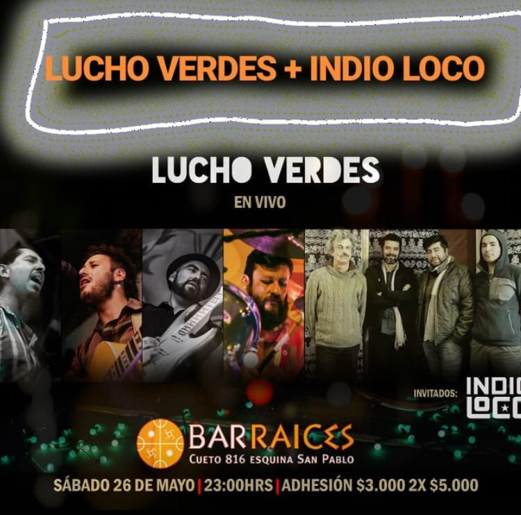 LuchoVerdes's tweet photo. @luchoverdes junto a #indioloco en una noche de #poesia &amp; #rocanrol
Este Sabado 26 en el #BarRaices (Cueto con San Pablo, Metro Cumming) @tparrao https://t.co/uKt6jdANjG