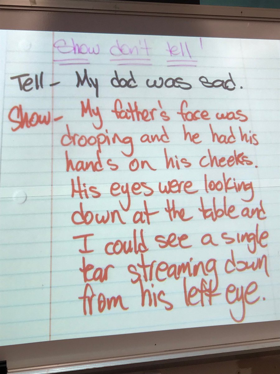 Show don’t tell!  Writers revisit this lesson and go back into their stories with peers as partners to edit their writing pieces. #76learns