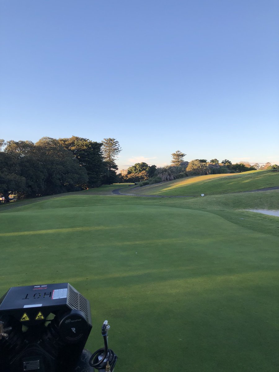 TurfAir's tweet photo. That’s a wrap. #Air2g2 finished aerating greens at @Moore_Park_Golf. Mal and his team have the course in great condition. #TurfAir time to head home. @hearne_brad thanks for your help 👍 https://t.co/WfWcuwz1On