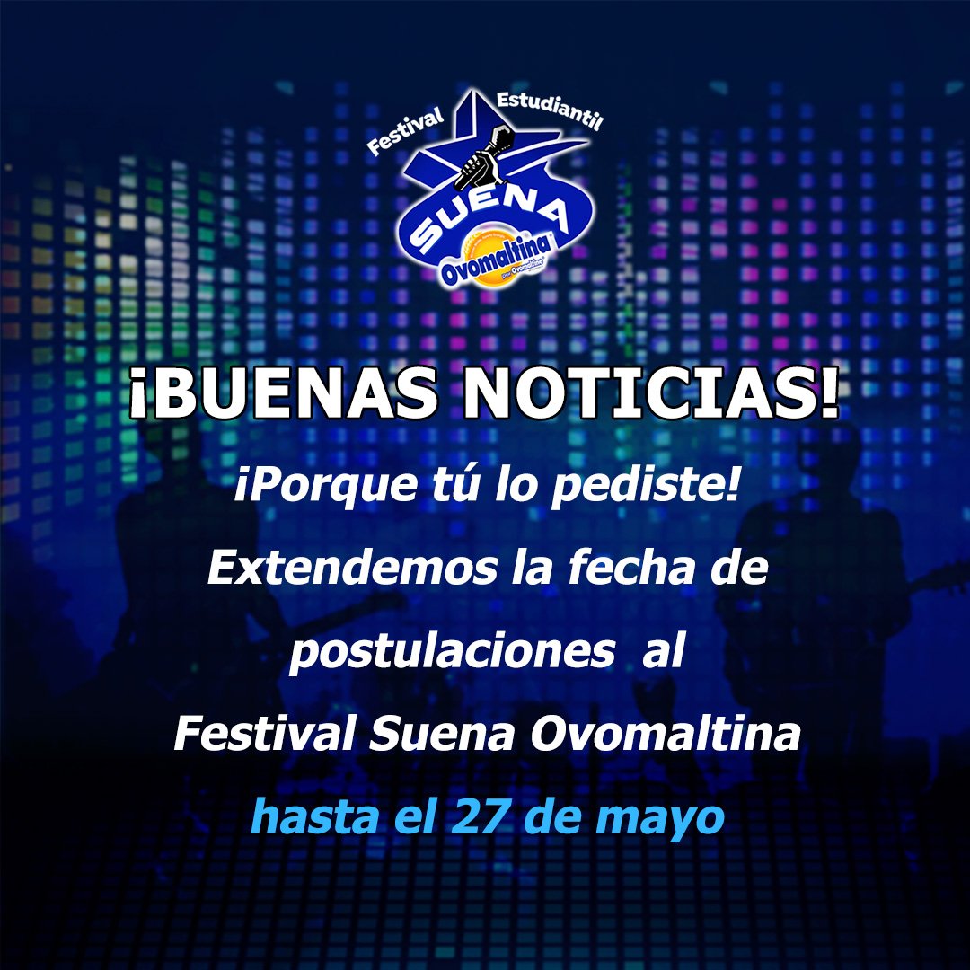 Si eres cantante, Dj o tienes una banda y tienes entre 13 y 17 años ¡aún estás a tiempo de postularte!

Visita cinex.com.ve, sigue las instrucciones, participa en el Festival Suena Ovomaltina y ¡gana increíbles premios! #SuenaOvomaltinaEnCinex🎵🎧🎤