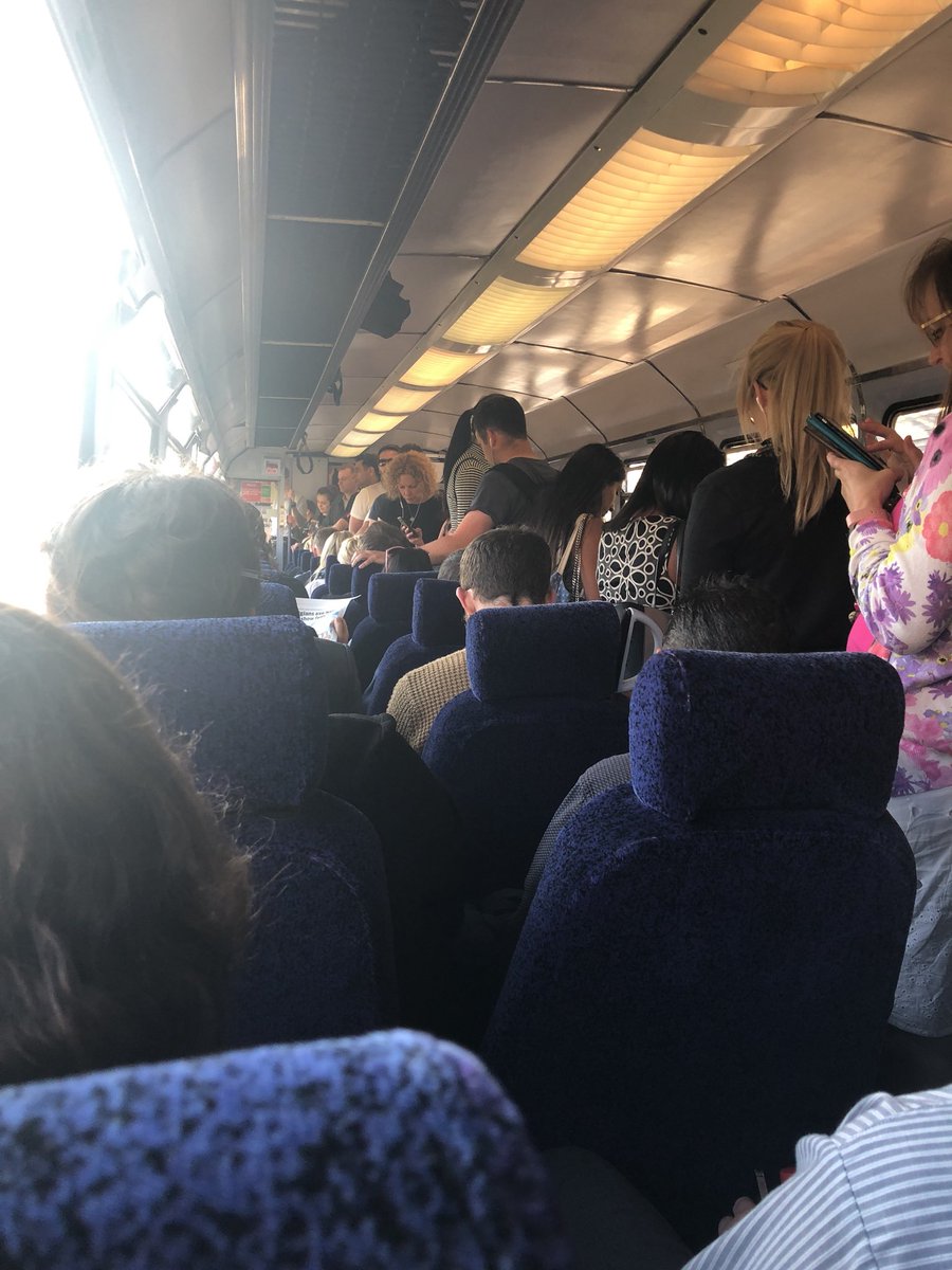 SimonCulshaw's tweet photo. Another packed #northernfail service 1805 from Manchester Victoria to Buckshaw Parkway - Late of course! - Only just made this train after the 1731 was cancelled #poorservice https://t.co/ssm8mXW5HJ