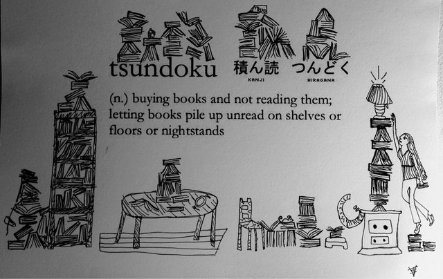 openculture's tweet photo. "Tsundoku," the Japanese Word for the New Books That Pile Up on Our Shelves, Should Enter the English Language https://t.co/USfMV3AFDA https://t.co/bT7gIGUY91