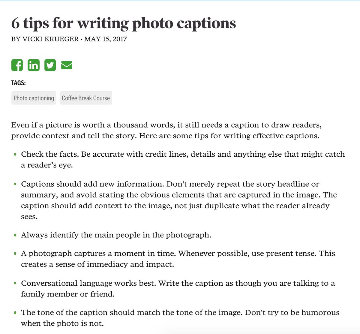 alexng_news's tweet image. Captions are just as important as the photos themselves. They should answer the 5 Ws and include details to provide more information than what is conveyed through the image. Check out what tips Poynter has to offer on good caption writing: bit.ly/2kdV1fE #loweclass
