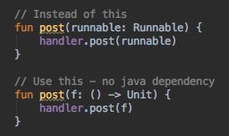 molsjeroen's tweet image. #kotlin #protip: Always be wary of java imports because this removes the possibility for multi-platform cross-compilation + it pushes you to write better abstractions. Thanks for the tip @vergauwen_simon! #AndroidDev