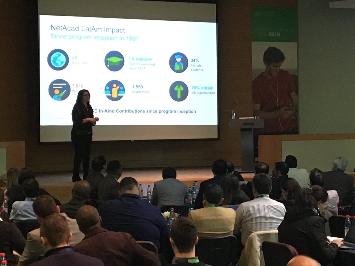 MarisolCisco's tweet photo. Laura Quintana, Cisco Corp Affairs VP: 1.6 million Netacad students since inception in Latam! Thanks partners! @CiscoNetAcad @Cisco_LA #Acadconf https://t.co/3bje7n8DBb