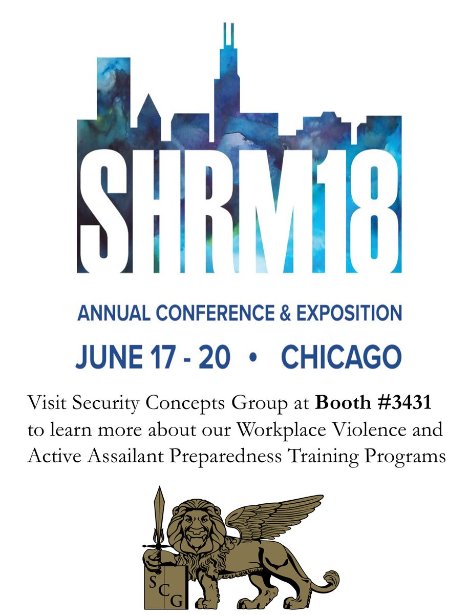 Please stop by during #SHRM18 to learn how SCG can help you with Workplace Violence and Active Assailant Preparedness Training #booth3431@scg_lv @SHRM @SHRMHRNews @HRMagSHRM @SHRMPress #SHRM #activeshooter #workplaceviolence #activeassailant