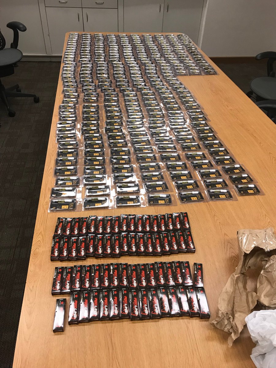 Columbus_Police's tweet photo. Asking for a friend.... I hear CPD is looking for the owner of 358 packages of THC Vape Juice with a street value of $14,000 mailed to the wrong house in Columbus yesterday. Stop by and see us during regular business hours to claim. Don't forget your ID #dontsmokeandmail  #oopsie https://t.co/gHInRQ1dWl