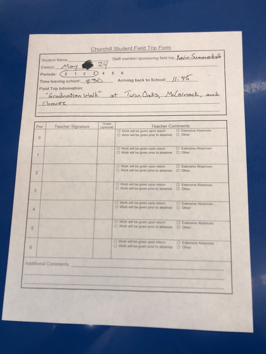 Churchillthemes's tweet photo. SENIORS! Graduation Walk at your elementary school is this thursday, May 24th! Come get your permissions slips from Kevin! https://t.co/wiz1Ngft5Z