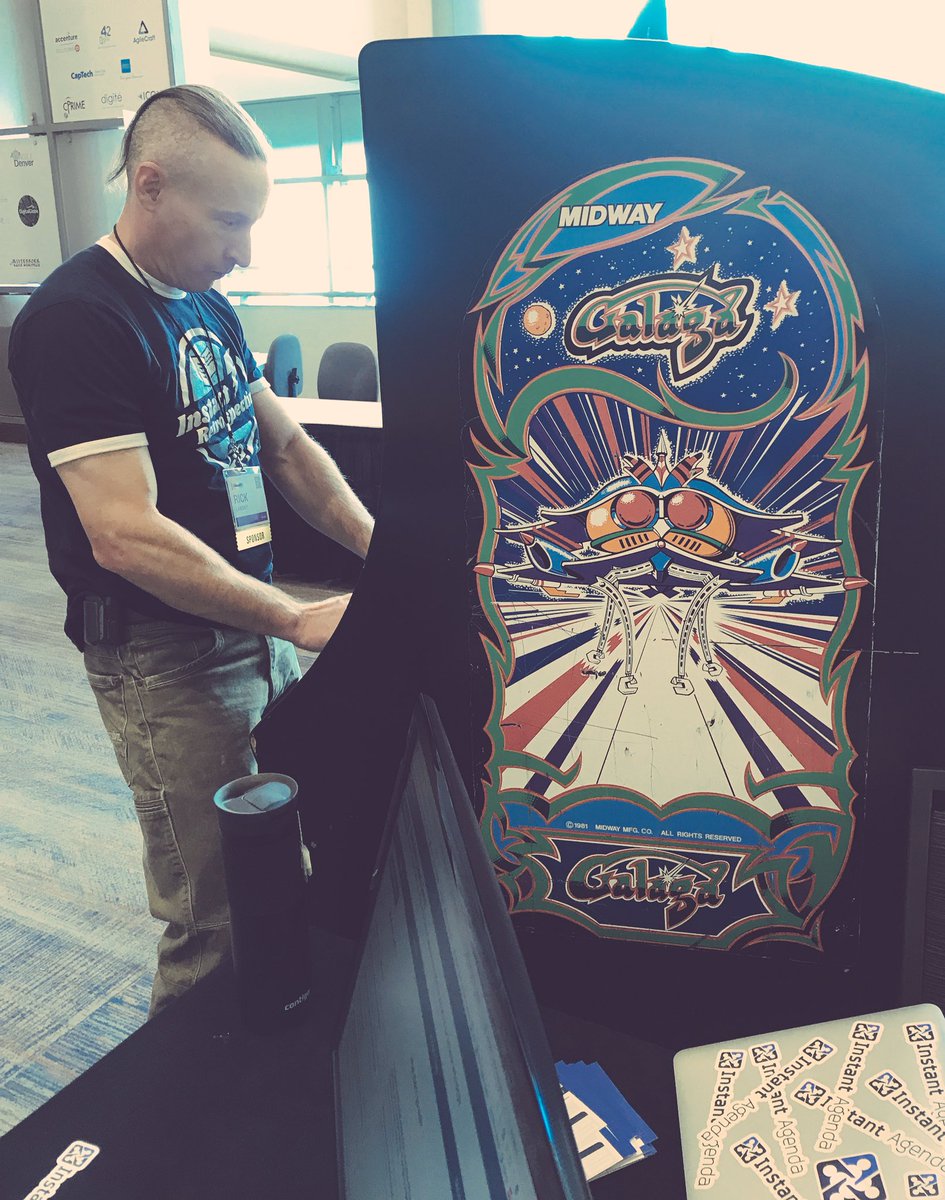 instantagenda's tweet photo. “Everything I ever learned about #agile I learned from Galaga.” - overheard at the @instantagenda booth at #MileHighAgile #denver 🤯 https://t.co/OoGixCCUaW