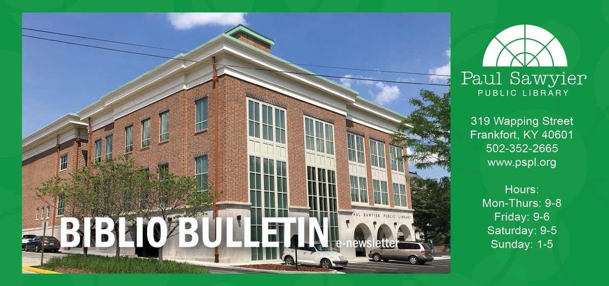 psplib's tweet photo. What's going on in the next two weeks? Don't miss this! #newsletter #intheknow #frankfortKY #libraries #petethecat #concert #newspace #expansionupdate #psplconstruction #newandimproved #upcomingevents Read it here! https://t.co/vvCgXID8wf https://t.co/pHtsw1xtNC