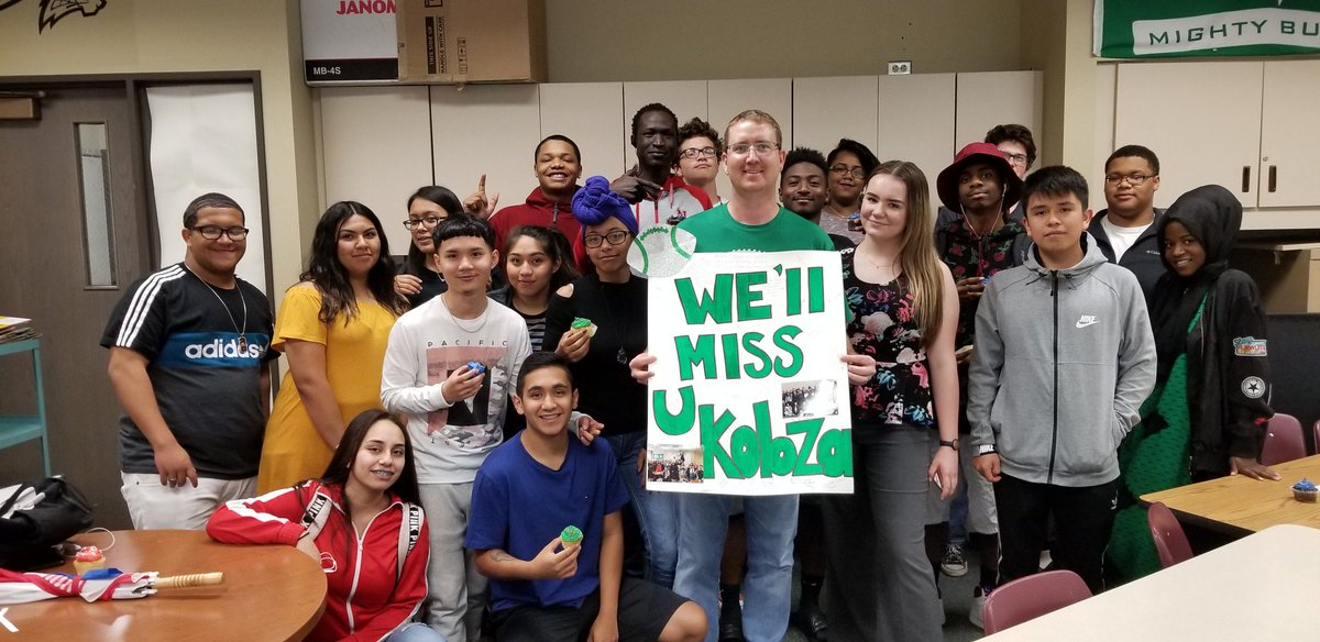 OPS_BensonDECA's tweet photo. Junior DECA members and High School of Business students with a going away card to Mr. Kobza today. Such a great group! https://t.co/SHm8uYpPpU