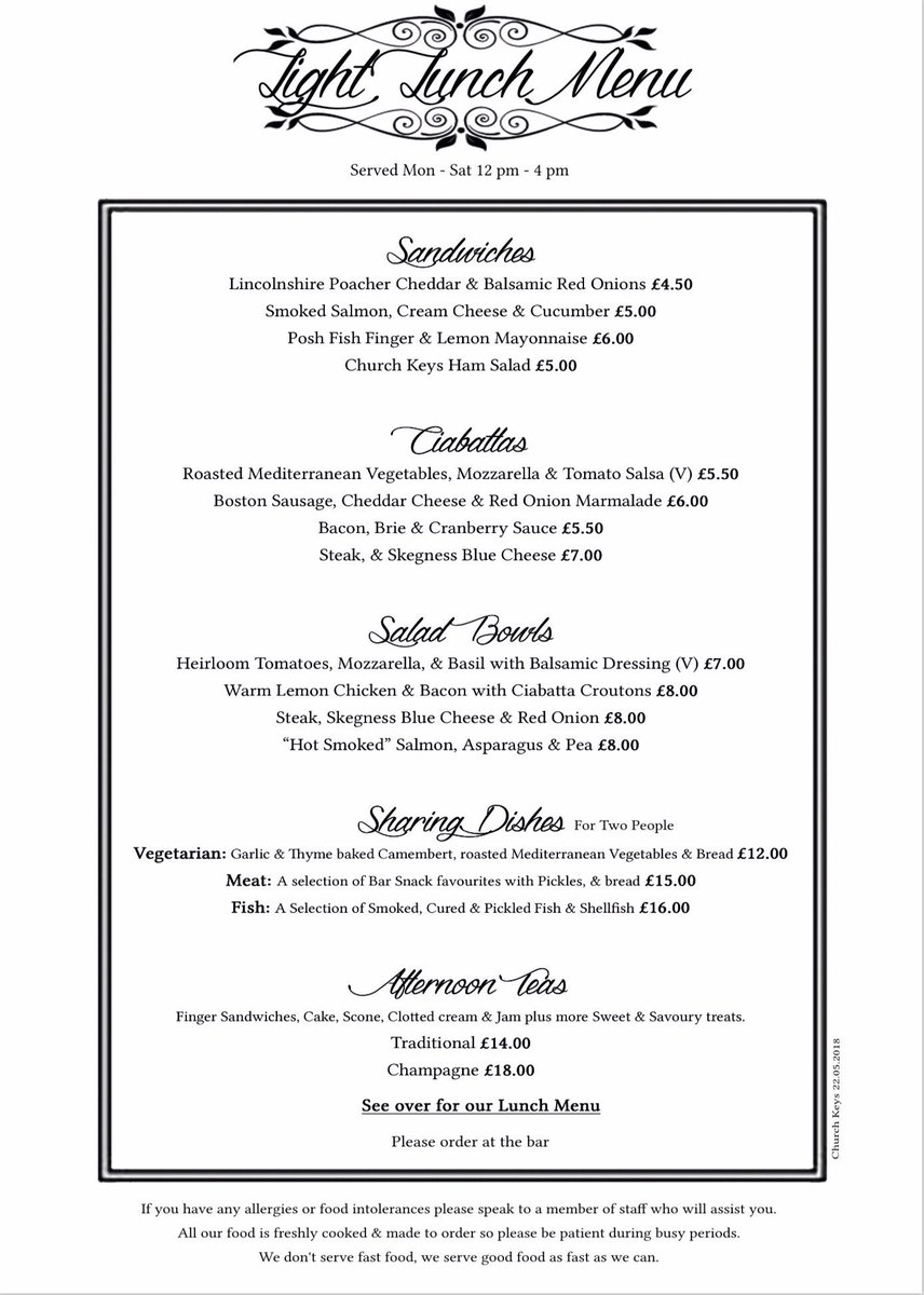 New lunch menu coming soon