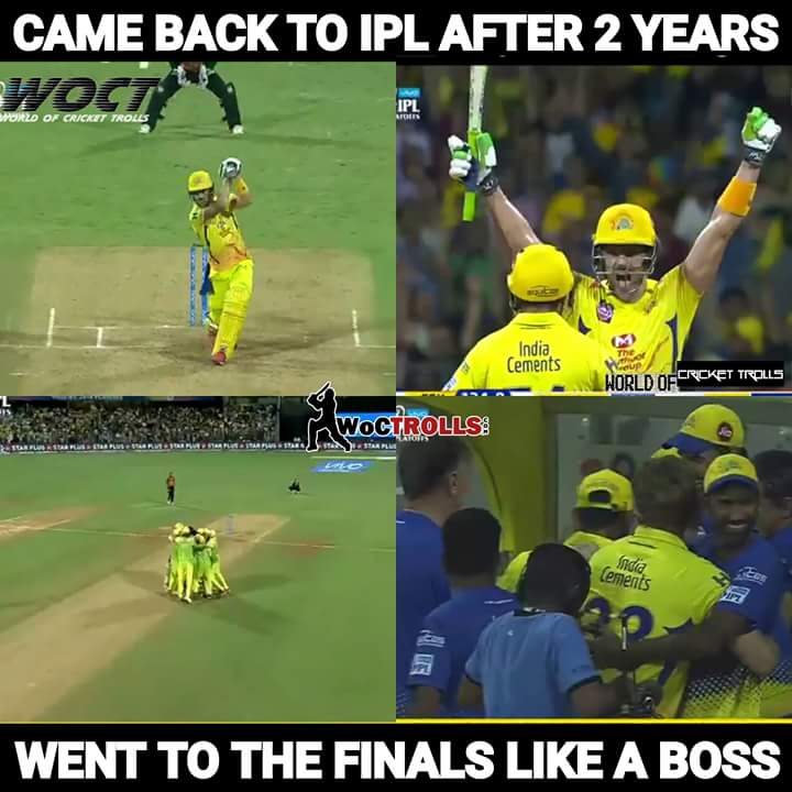 WoCT_Official's tweet photo. That's Chennai Super Kings for you😎 #IPL #SRHvCSK #IPL2018 #CSKvSRH @ChennaiIPL https://t.co/xA1ssePkDk