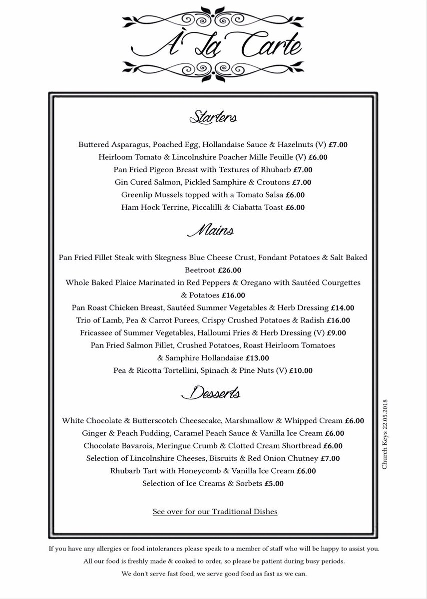 New summer evening menu starts soon