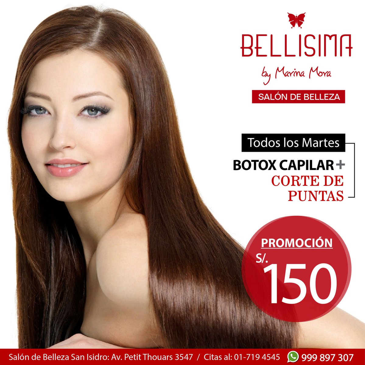 BellisimaOF's tweet photo. Bellisimas!!! Todos los Martes estamos de promoción, Botox Capilar + Corte de Puntas a solo S/ 150.00 😊💆‍💖💇‍
Pueden visitarnos en nuestro salón de belleza de San Isidro: Av. Petit Thouars 3547, citas al 719-4545. Las esperamos. 😉
#bellisima #salondebelleza #botoxcapilar https://t.co/nNLH9OKrbe
