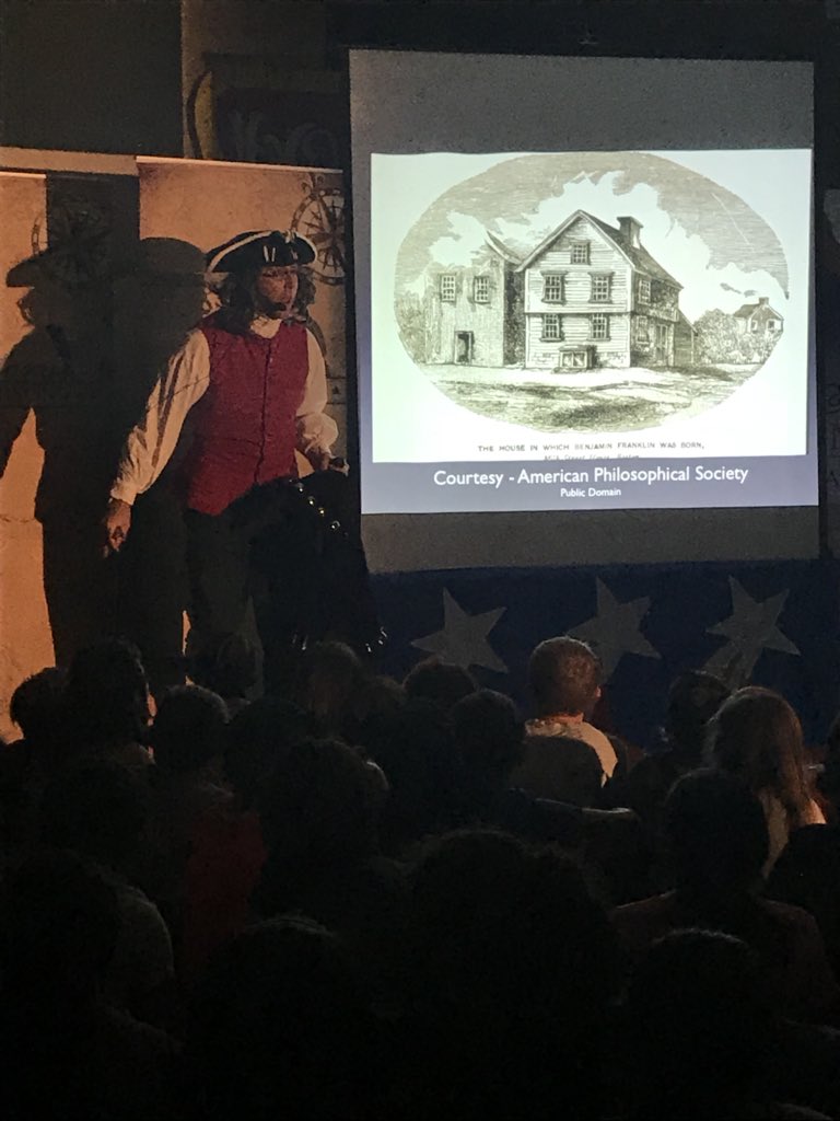 TinaMireles1's tweet photo. Roan Forest 3rd grade experienced a blast from the past. Bill Perryman as Benjamin Franklin. #HistoryInPerson @mrstaufert @DRevelesGauna https://t.co/f81QTZ5aCH