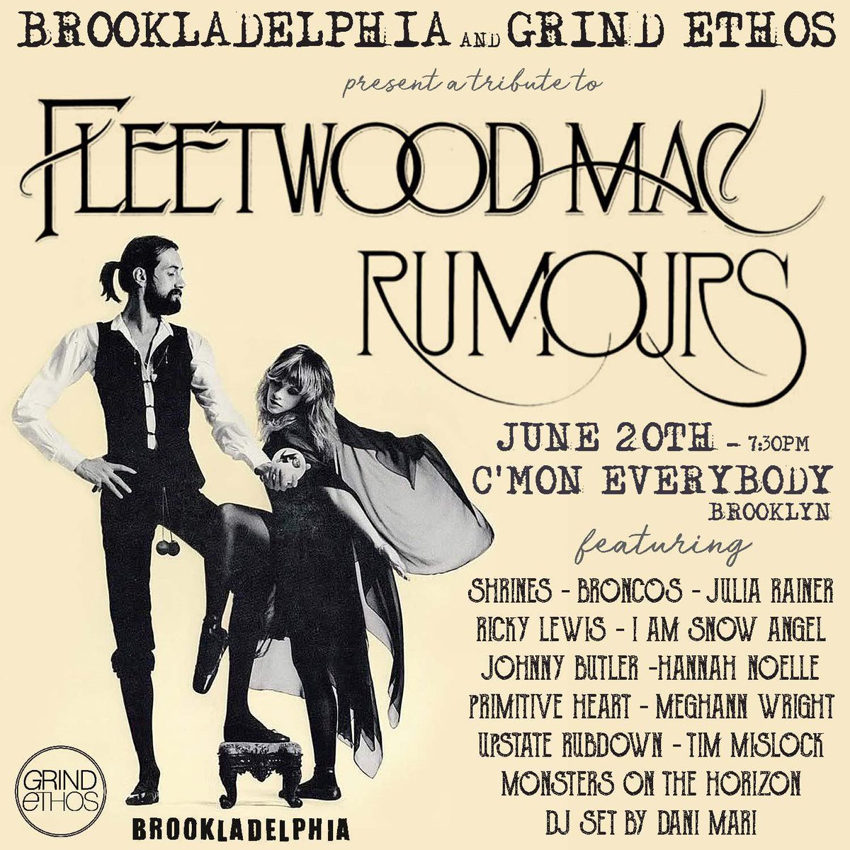 Thanks to everyone that came out to our Fleetwood Mac tribute at @undrgroundarts and to <a href="/folksongsociety/">folksongsociety</a> for being amazing co-hosts!  Our next tribute to Rumours is June 20th with @grindethos at <a href="/cmoneverybodybk/">C'mon Everybody</a> 🙂 #livemusic #FleetwoodMac #brooklyn #concert #music #rumours