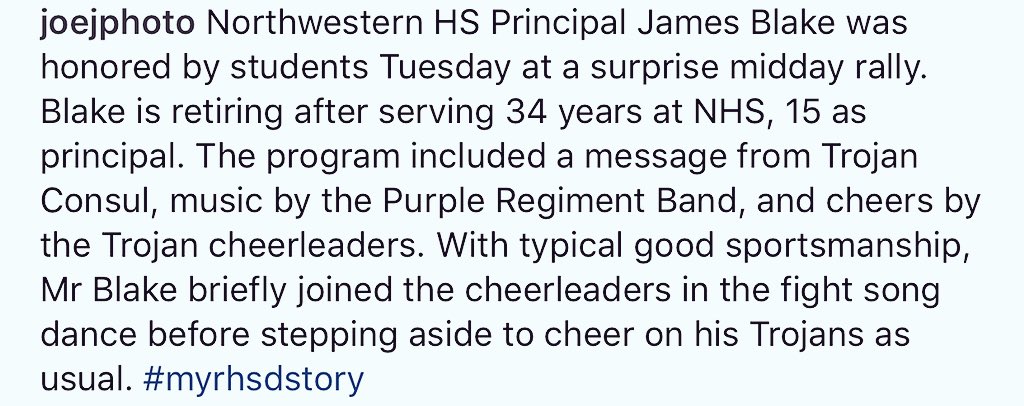 hrollings4's tweet photo. To say I’m saddened that my boys won’t get to experience the passion, pride, and commitment of @JblakeII is an understatement. I’ve never seen someone able to make you believe in, and desire to be a part of, something like this man. #TrojanPride @NHS_Trojans. 💜💛 📸: @joejphoto https://t.co/IIqiEzQ4Xz