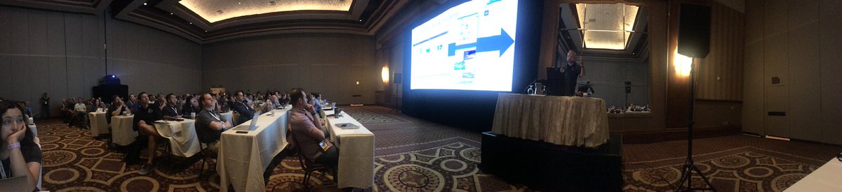 russ_more's tweet photo. @iamseansquires talking to another overflowing audience about #SharePoint Site Designs #spc18 https://t.co/e9fWVJXG4e