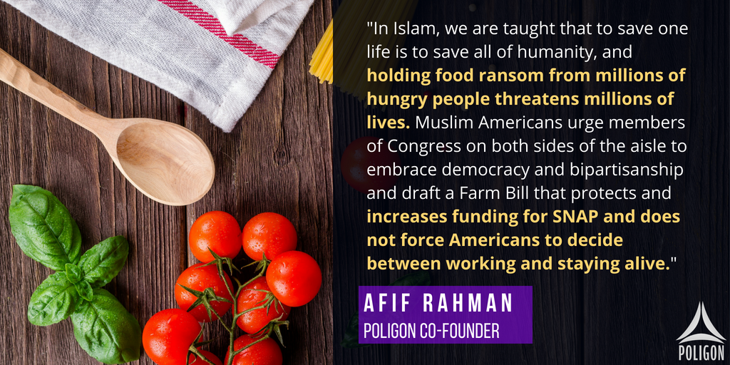 poligonnational's tweet photo. The House will try to vote again on a bill that would take food assistance away from 2 million people. Call your Member of Congress at (202) 224- 3121and tell them to vote NO on a House Farm Bill that slashes funding for SNAP! #MuslimsAgainstHunger #HandsOffSNAP https://t.co/HOW5fKfB0v