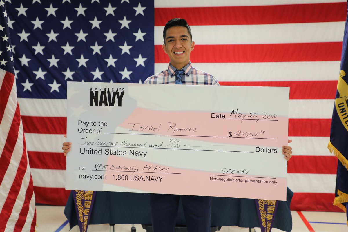 Congratulations to <a href="/NimitzVikings/">Nimitz High School</a> JROTC Cadet Commander Israel Ramirez on earning a full NROTC scholarship to <a href="/PVAMU/">Prairie View A&M</a>! Upon graduation from college, he'll be commissioned to the rank of ensign &amp; serve our country as a surface warfare officer in the U.S. Navy. 👏🇺🇸 #myIrvingISD