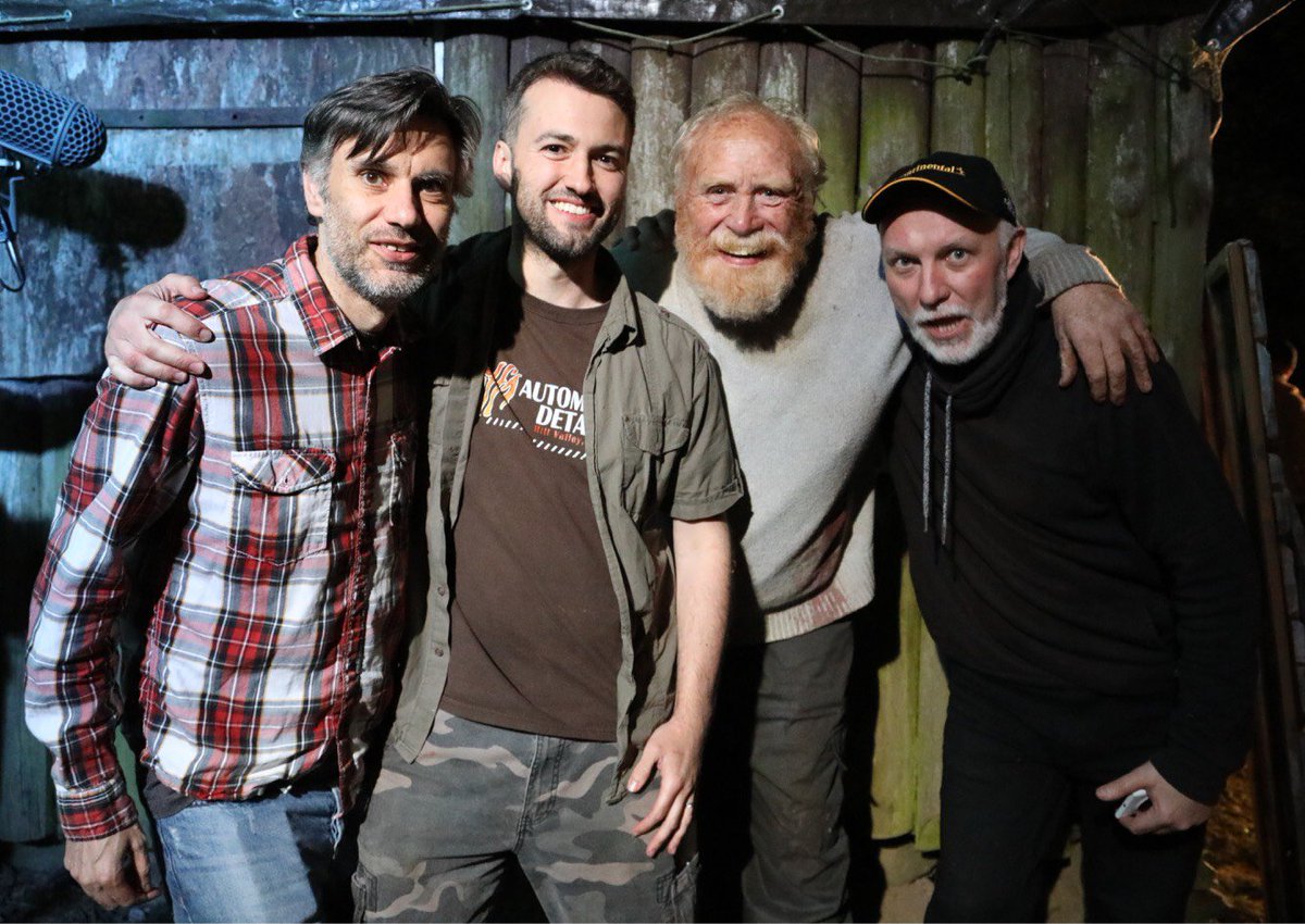 darkmatterfilms's tweet photo. An amazing experience filming #offgridshort for all the crew last week. Such an opportunity to work with @MrJamesCosmo MBE, Alison Steadman OBE, @Marc_Baylis and @KateDaviesSpeak. Here's first official set pic from end of the shoot ft. James, Carl, Mark and DP Paul https://t.co/Qw5RXZwS14