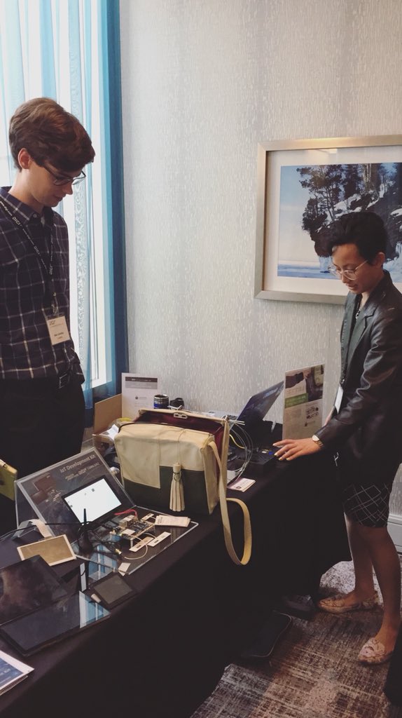 XBeeWireless's tweet image. Did you know every 2 minutes there is a purse being stolen? Collette Technologies is live in action at the #DigiGlobalIoT conference to show how they will help fix this problem. #IoTSecurity #Wearables