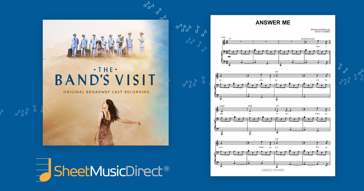 SheetMusicDir's tweet photo. Nominated for a whopping 11 Tony Awards, @TheBandsVisit, featuring music/lyrics by @DavidYazbek, is taking Broadway by storm!

Learn to play and sing your favorite numbers with downloadable sheet music: https://t.co/kWboRlOUC7

#TheBandsVisit https://t.co/dWbppLXTXO