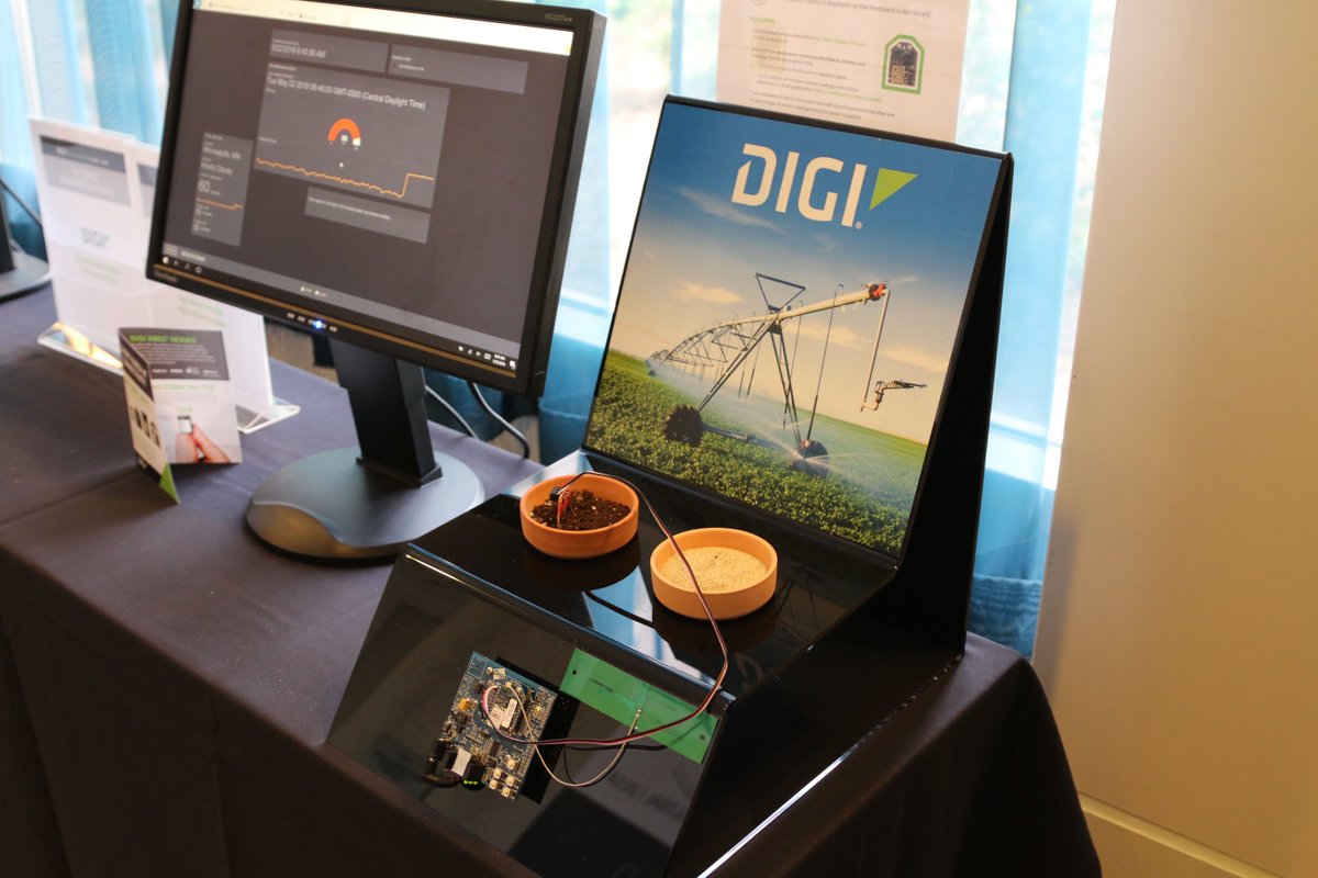 XBeeWireless's tweet image. The @digidotcom XBee Cellular Agriculture Demo showcases our Digi XBee Cellular’s brand-new onboard programmability features and moisture sensor connectivity at #DigiGlobalIoT