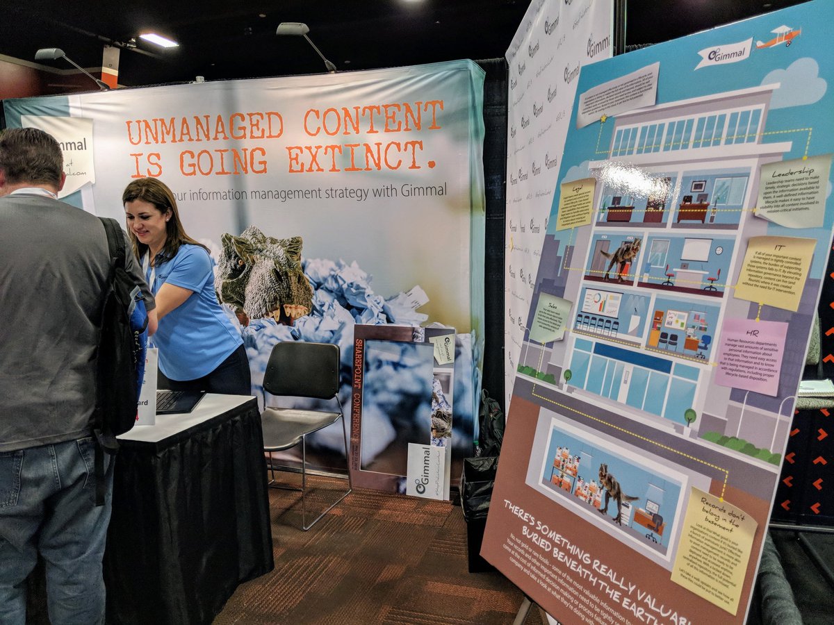 GimmalSoftware's tweet photo. Get some lunch and head over to booth 300 to chat with our team about how to manage your prehistoric content...and get your picture taken! #SPC18 #StopPrehistoricContent https://t.co/XQKiAXCuQK