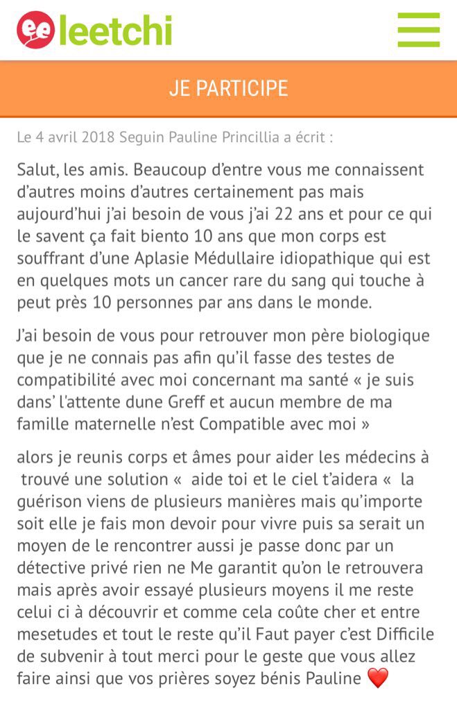 MakaoBmg's tweet photo. Ma #teammakao j’ai été touché par l’histoire de cette diva, elle a besoin de nous pour retrouver son père biologique et recevoir une greffe. Je compte sur vous pour faire un don même tout petit, et de faire le max de RT : https://t.co/kmxvrrbRFh #help https://t.co/VMnltDUNs3