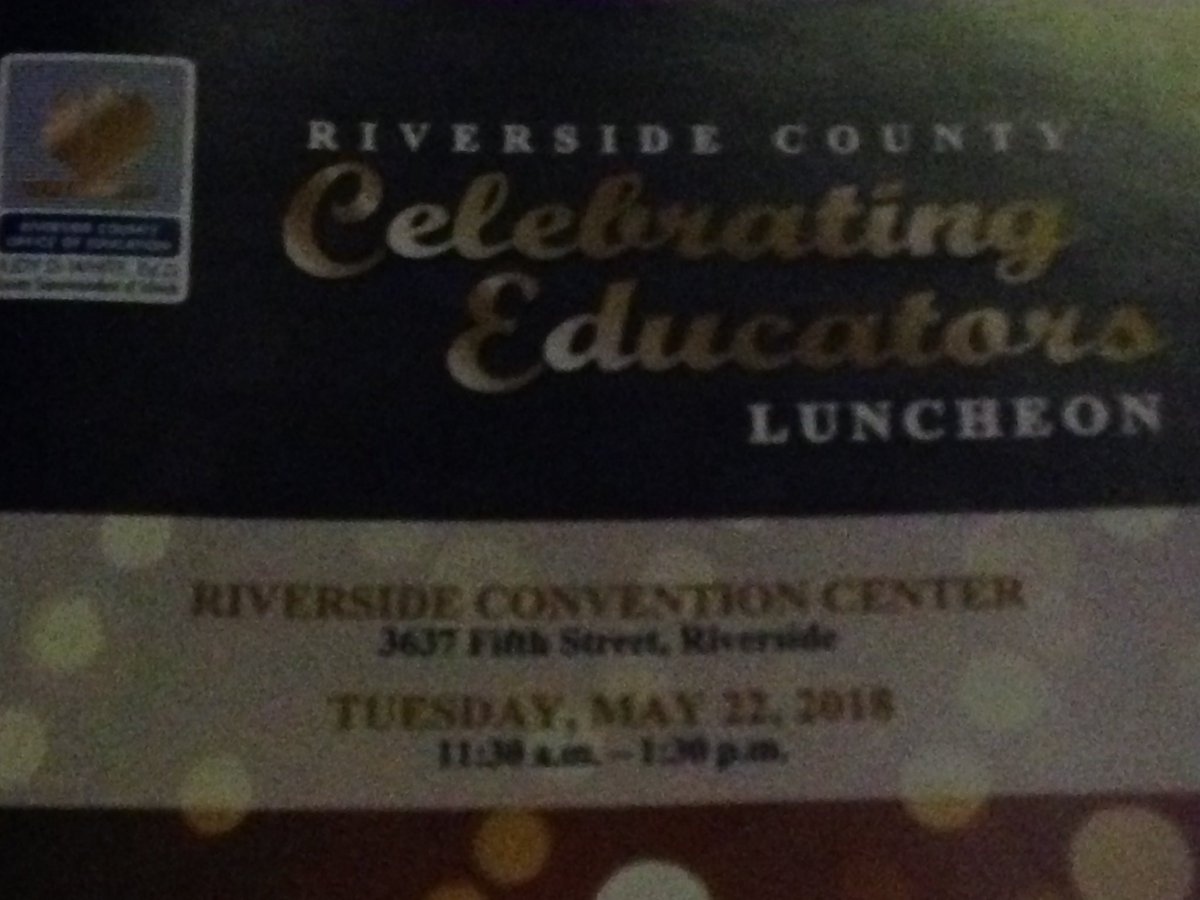 AnnetteDemont's tweet photo. Riverside Celebrating Educators Luncheon @RCOE Wonderful day celebrating the best of the best. Awesome! https://t.co/60LX3Vwp8y