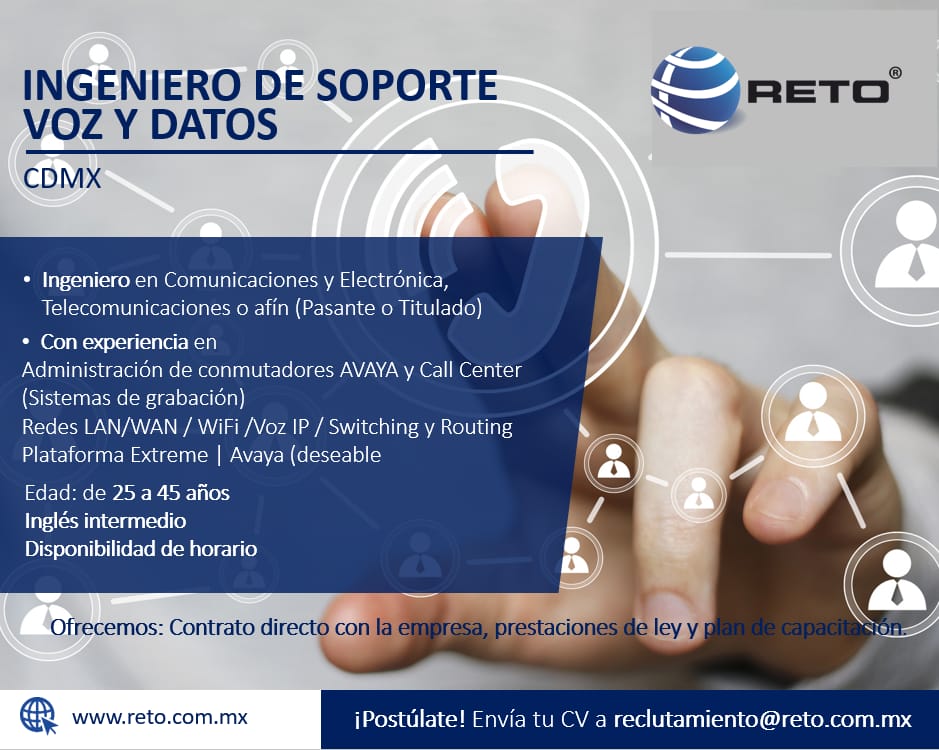 RetoTelecom's tweet photo. Aviso Importante: Estamos contratando. Si cubres el perfil no dudes en contactarnos. ¡Buscamos a alguien como tú! https://t.co/SK0J4a4c04