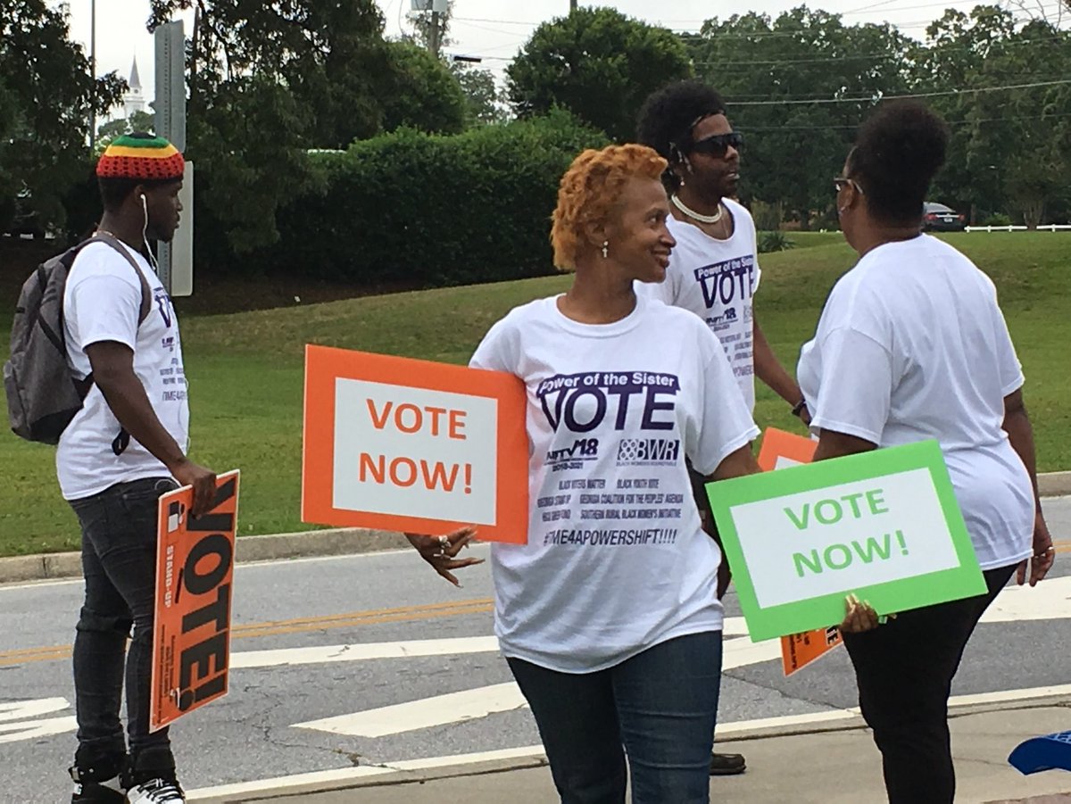 NCBCP's tweet photo. Check out the Coalition of Black Women Leaders who partnered over the weekend to Organize a campaign to PUSH over 100,000 Black women to vote in Georgia! #Time4APowerShift #BlackWomensRoundtable #BWR2018 #PowerOfTheSisterVote https://t.co/4Cjckp8A9C