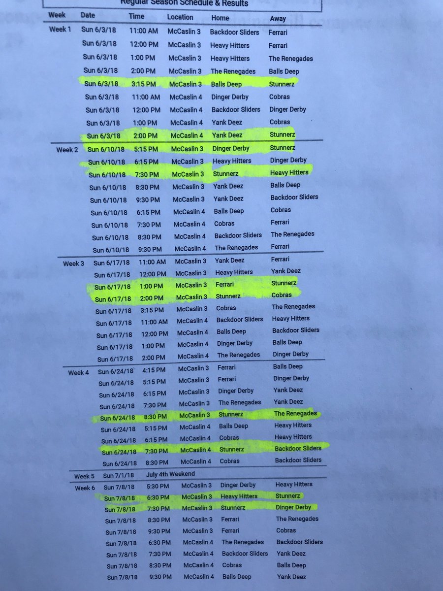 StunnerzSball's tweet photo. Official Schedule‼️ - We play our rivals week one! Everyone better come out and support. #YankWhat? @micelaaayyy @jacobrieger_ @RTem23 https://t.co/LHmcf8mhic